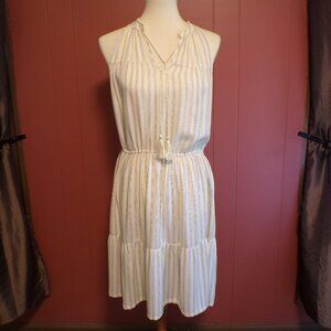 LAUREN CONRAD Womens Pale-Yellow Striped Maxi Dress Sleeveless Tassels Tiered XL